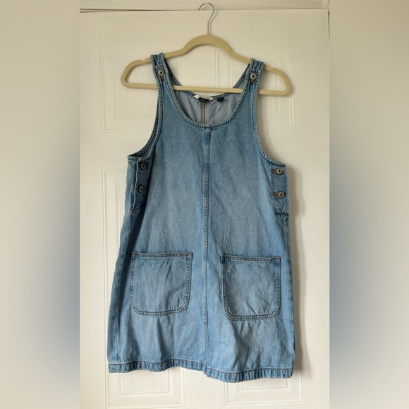 AE Denim Pinafore Mini Overall Dress Light Wash Vintage - Picture 5 of 7